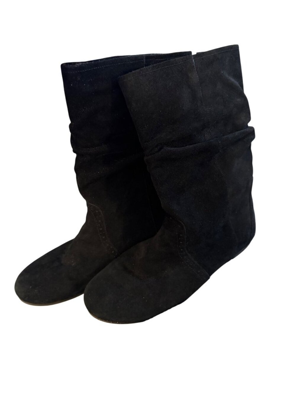 Zodiac Womens Slip-on Round Toe Slouch Midcalf Boots Size 9 Black Suede Vintage